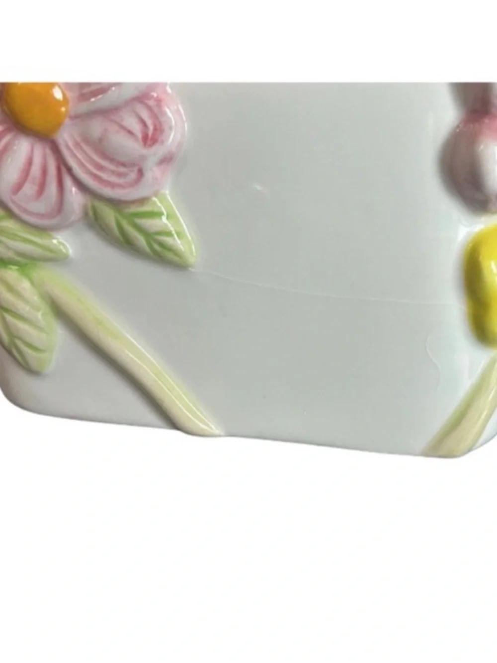 Vintage Ceramic Flower Basket Planter Blue Birds Colorful Floral Pot Home Decor